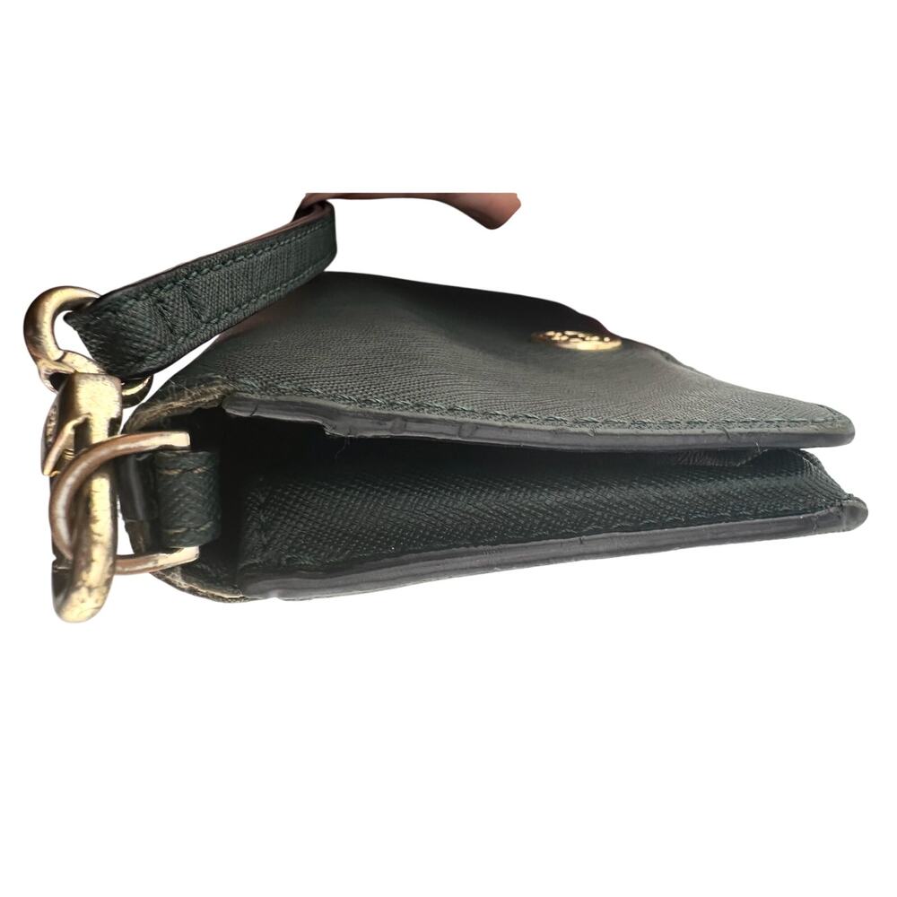 Tory Burch Deep Green Leather Bi-Fold Wallet Wristlet - Picture 12 of 16